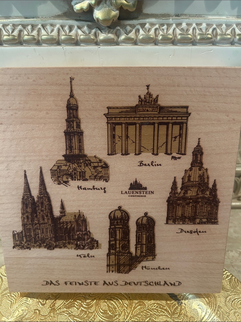 Handcrafted Wood Box From Germany 8.25”x 8.25”